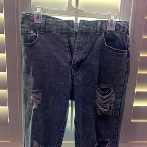 Light Washed Straight Ripped Jeans